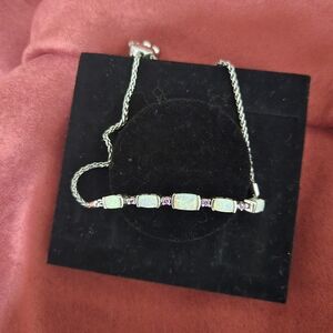 Kay Jewelers Silver Bracelet with Opal and Purple Accents